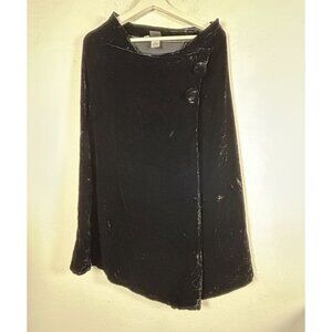 Covelo Womens Black Soft Velvet A-Line Wrap Midi Skirt Size 8 Silk Blend Casual